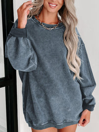 Thumbnail for Round Neck Dropped Shoulder Sweatshirt - T - 1 COLOR -