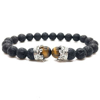 Thumbnail for Crowned Eye of Tiger and Lava Stone Braided Bracelet -