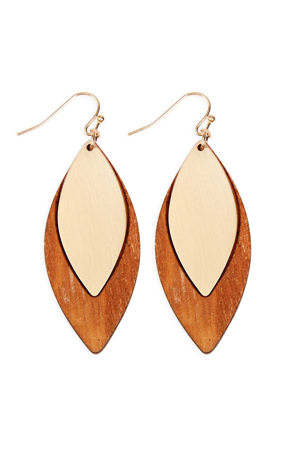 Satin Metal Wood Earrings - 4 COLORS -