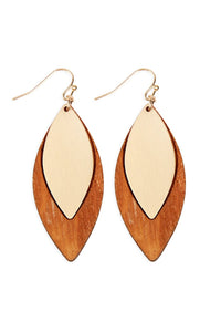 Thumbnail for Satin Metal Wood Earrings - 4 COLORS -