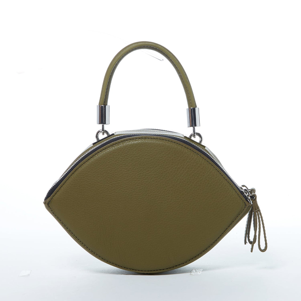 Kiss Circle Shape Leather Crossbody Bag Olive Green -