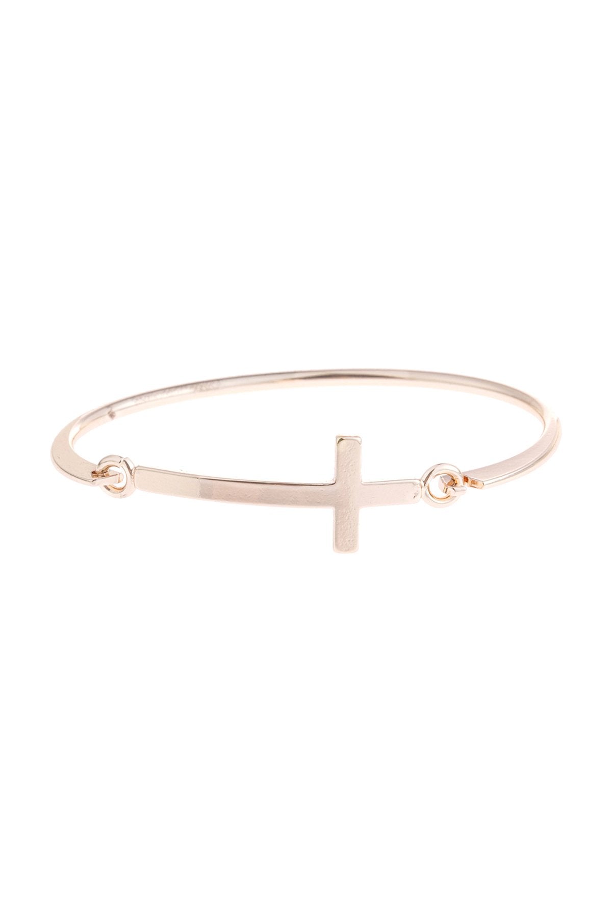 Cross Charm Cuff Bracelet - 5 FINISHES