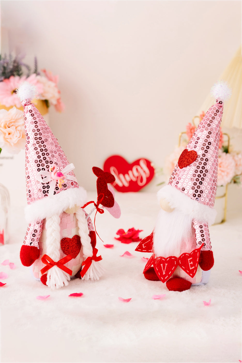 Special Occasion / Mother's Day Sequined Heart Pointed Hat Gnomes - 11" - 2 TYPES - [5-10 DAY DELIVERY] - T -