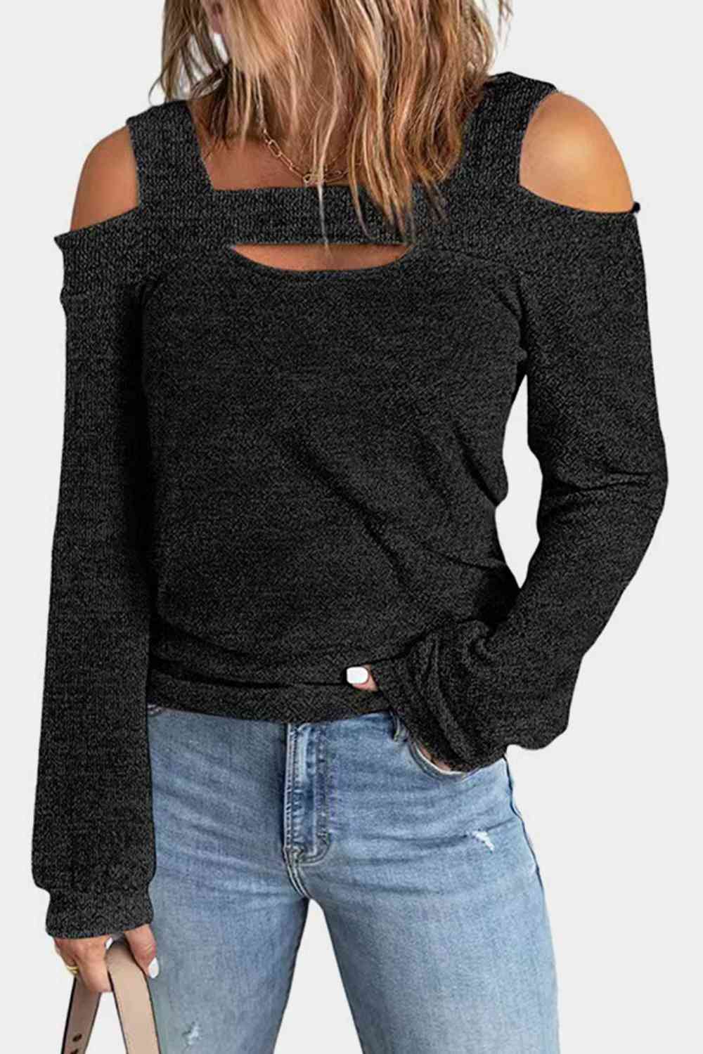 Full Size Cutout Cold Shoulder Blouse - T - 6 COLORS -