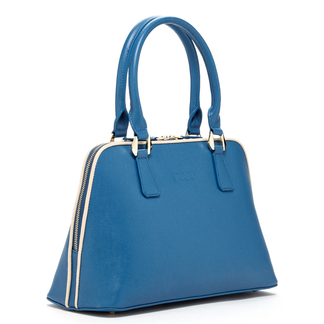 Melissa Blue Saffiano Leather Satchel Bag -