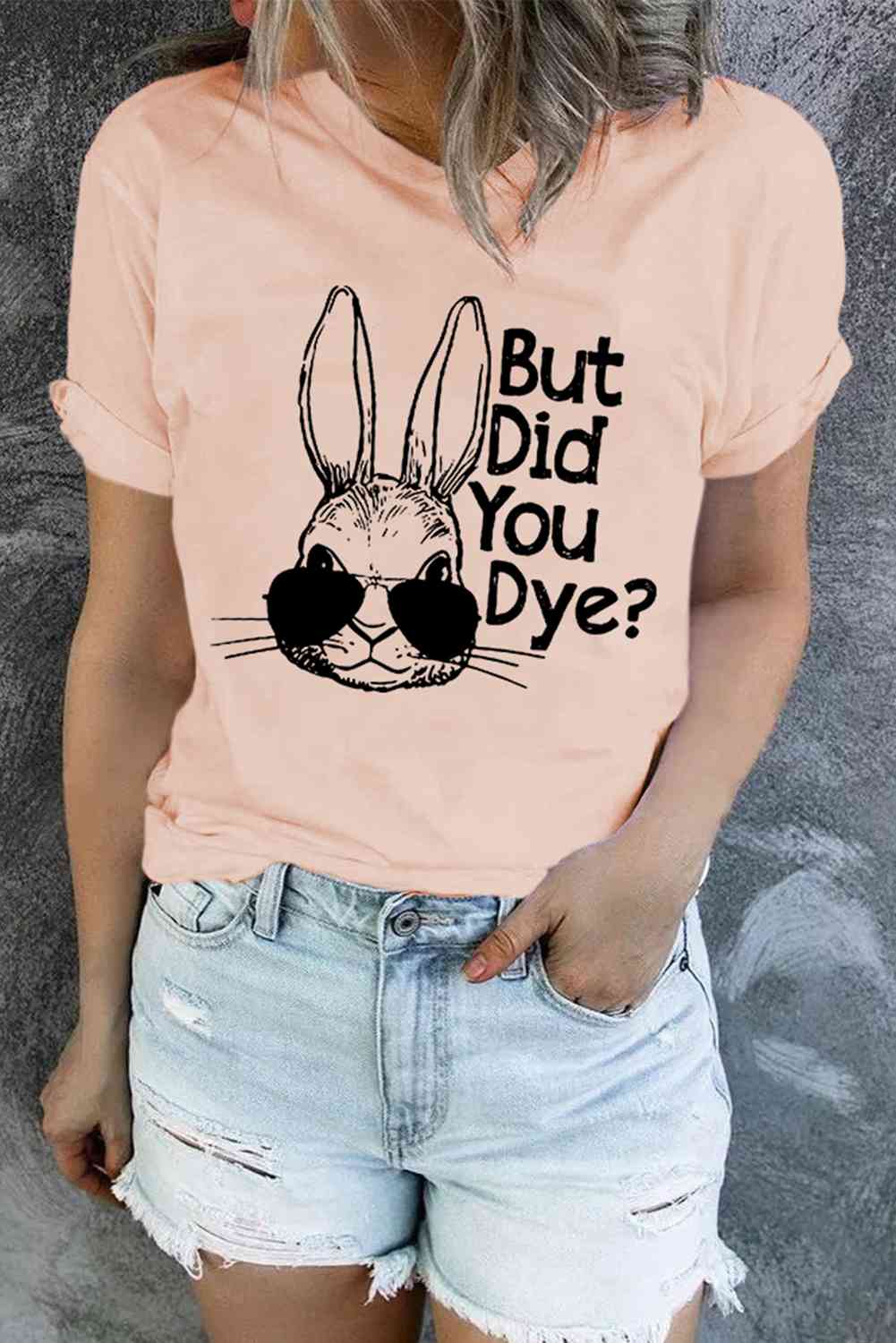 Easter Rabbit Graphic Round Neck Tee Shirt - T - 1 COLOR -