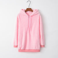 Thumbnail for Quarter-Zip Drawstring Teddy Hoodie - T - 9 COLORS -