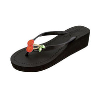 Thumbnail for SAND BY SAYA N.Y. - Cherry - Rhinestone Mid Wedge Flip Flops - 2 COLORS -