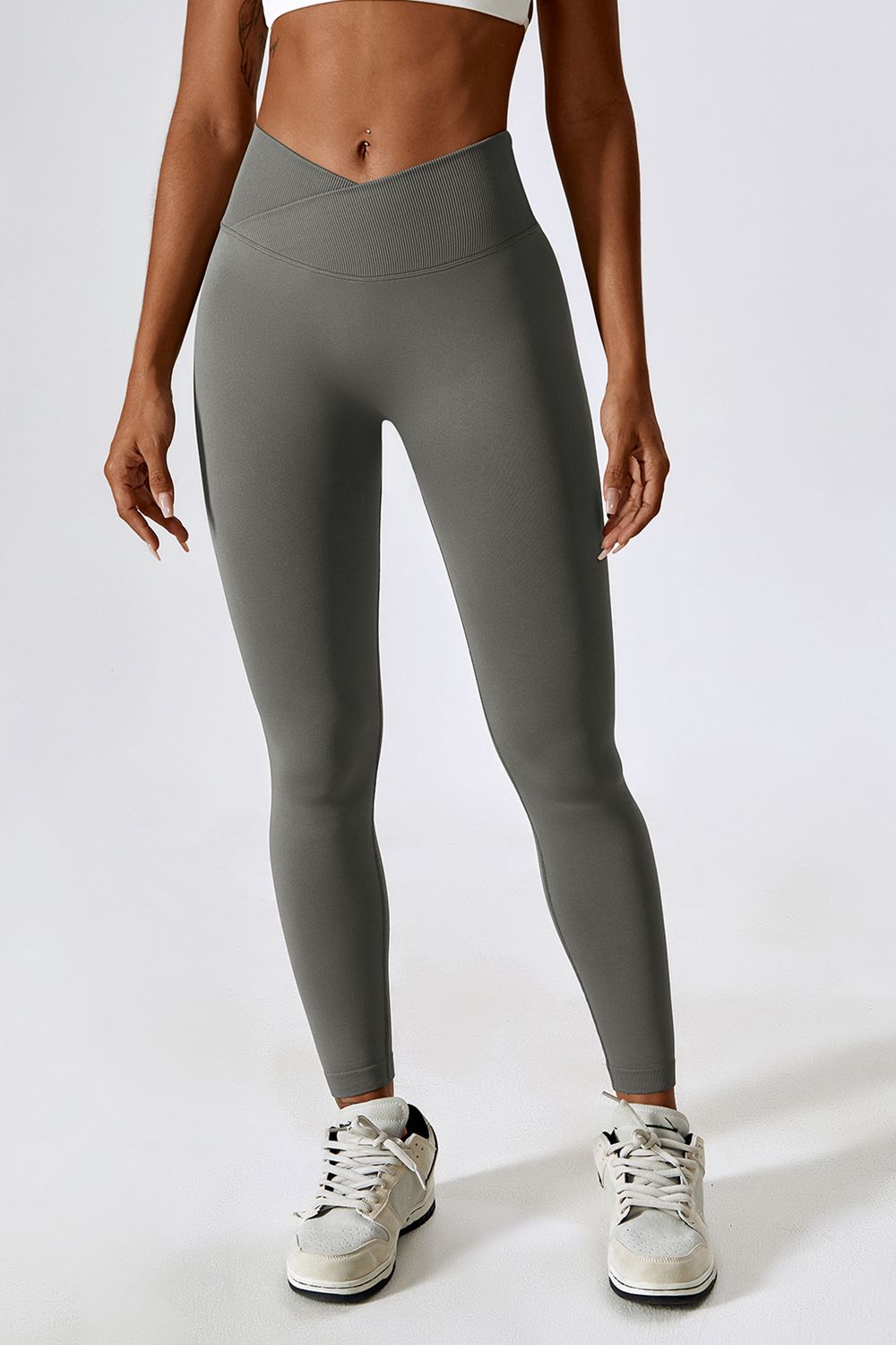 Slim Fit Wide Waistband Sports Leggings - T - 4 COLORS -