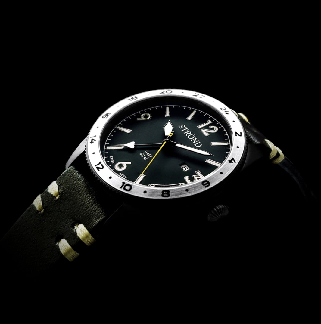 STROND U.K. - SSC-101 24h GMT, All Black with Steel Bezel -