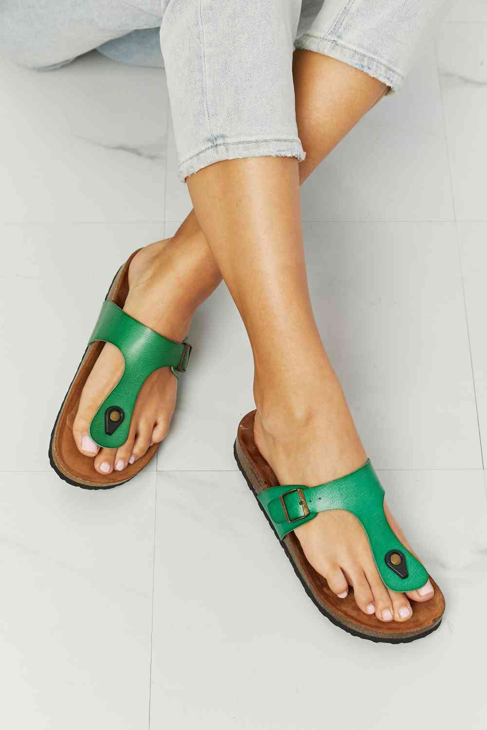 MMShoes Drift Away T-Strap Flip-Flop in Green - T - 1 COLOR -