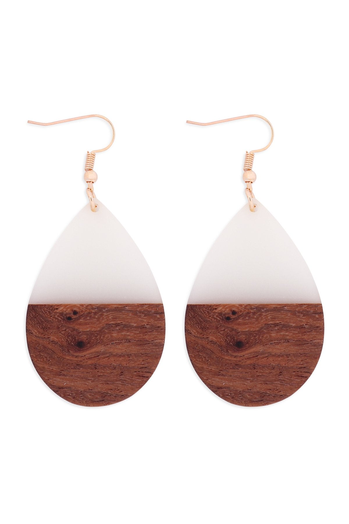 Riah Fashion - Homaica Wood Pearshape Drop Earrings - 4 COLORS -