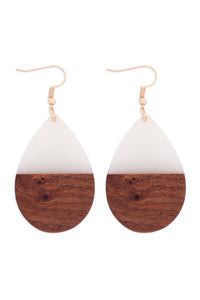 Thumbnail for Riah Fashion - Homaica Wood Pearshape Drop Earrings - 4 COLORS -