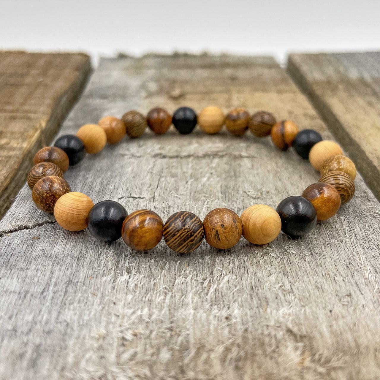 Union - All Mixed Up Brown Wood Mala Beaded Bracelet -