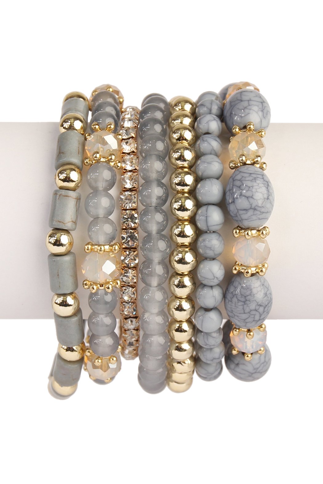 Riah Fashion -  - Multibead Stackable Bracelet - 7 COLORS -