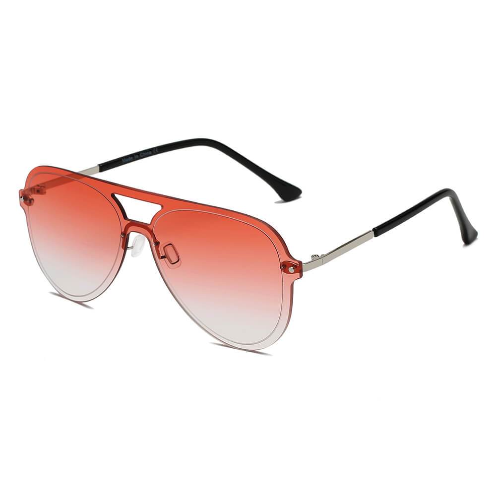 Belfast |  Flat Single Lens Aviator Fashion Sunglasses - 4 COLORS -