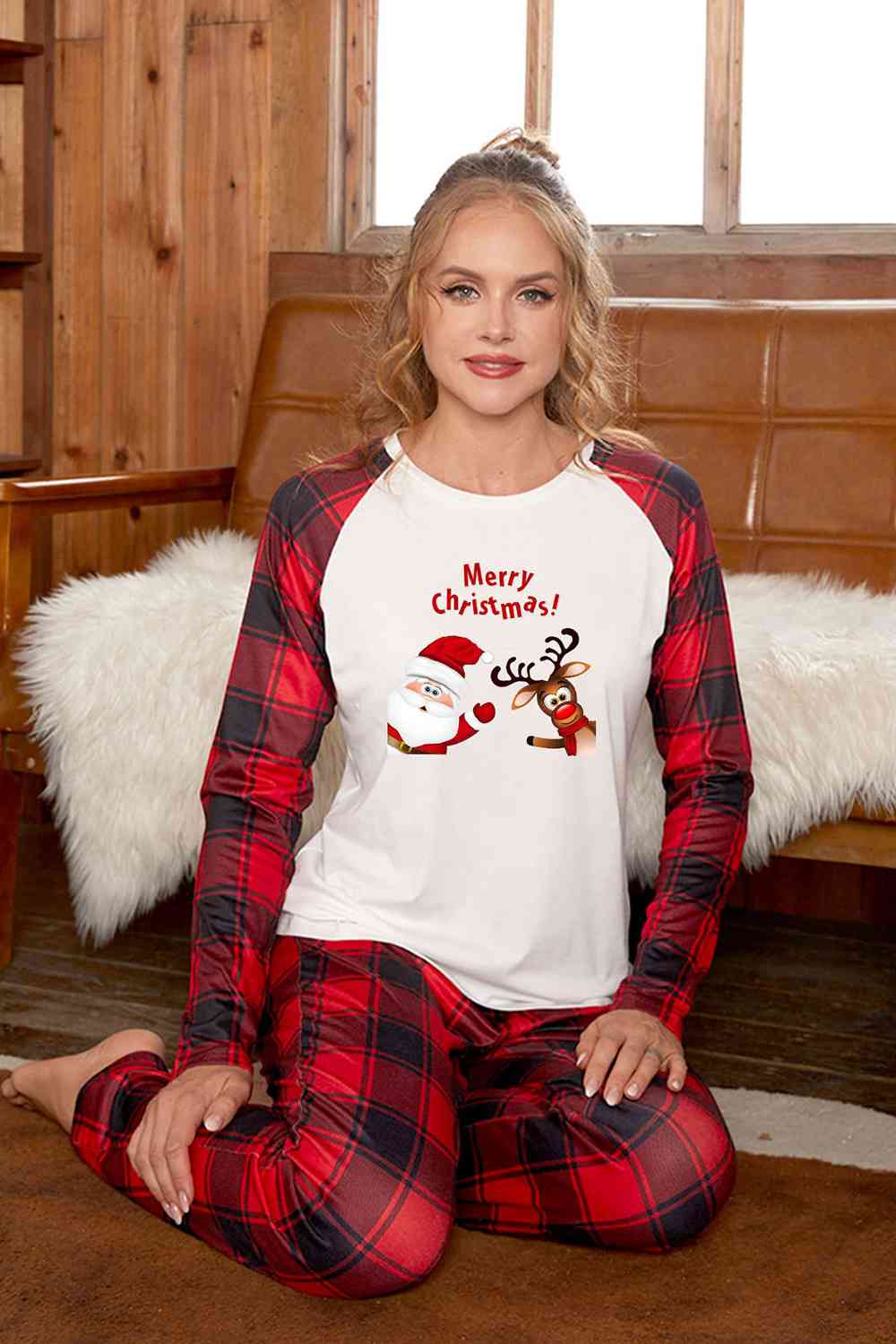 MERRY CHRISTMAS Graphic Top and Plaid Pants Set - T - SOLD BY SIZE / 2 PCS. - 4 SIZES -