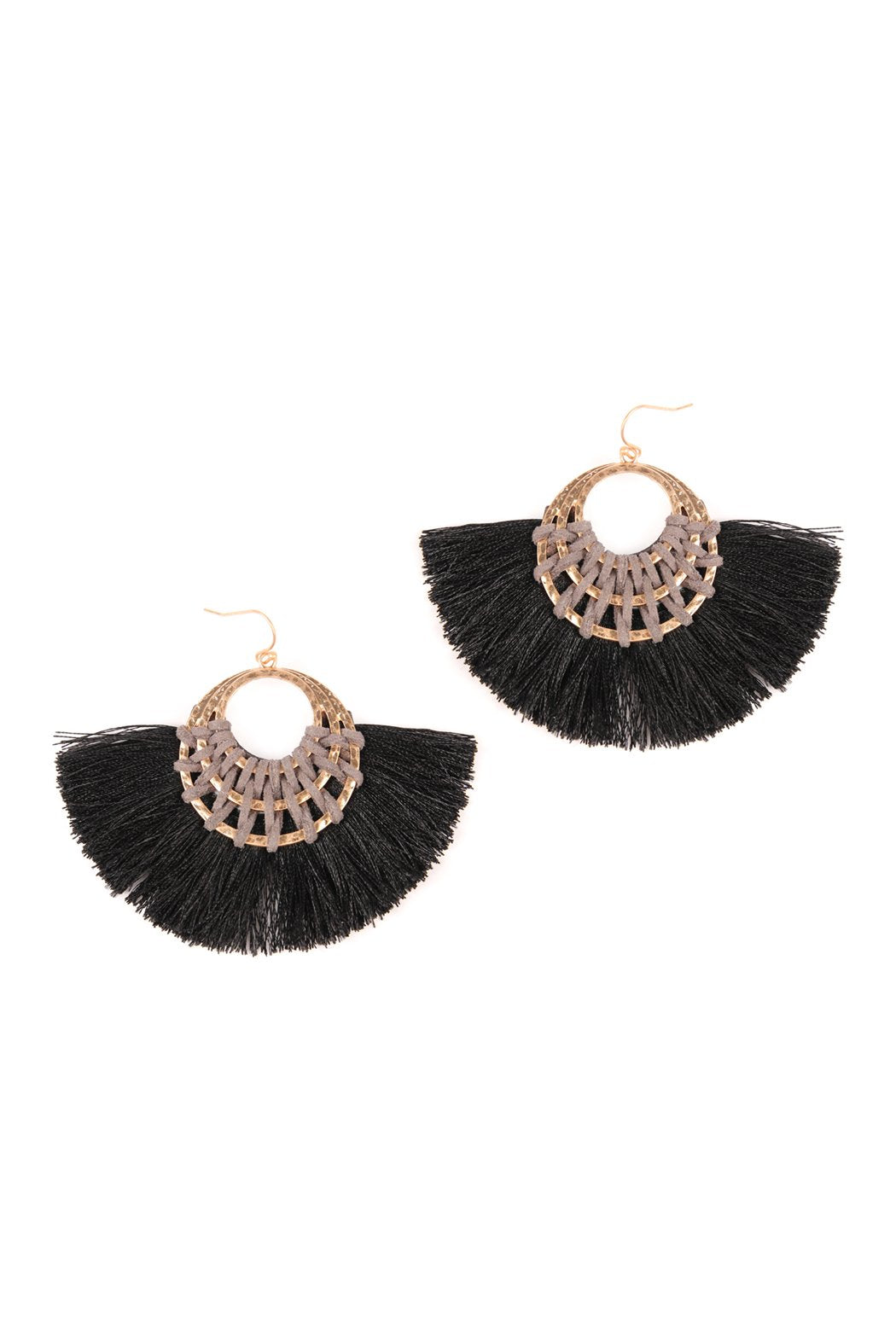 Riah Fashion - Classic Fan Tassel Earrings - 7 COLORS -