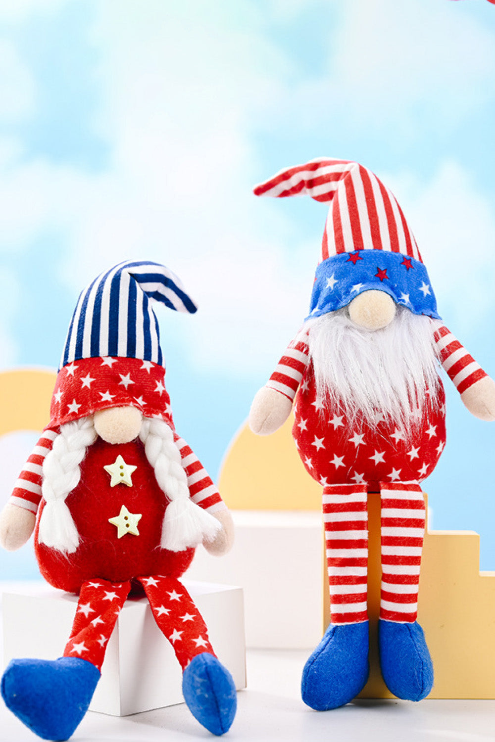 Set of 2 Independence Day Pointed Hat Decor Gnomes - 10" - 2 PCS - 2 TYPES / SET - [5-10 DAY DELIVERY] - T -