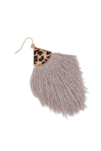 Thumbnail for Leopard Real Leather Tassel Hook Earrings - 9 COLORS -