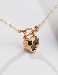 Thumbnail for Heart Padlock Pendant Pearl Necklace