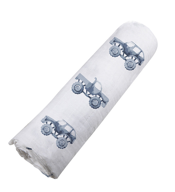 Newcastle - Indigo Monster Trucks Cotton Swaddle -