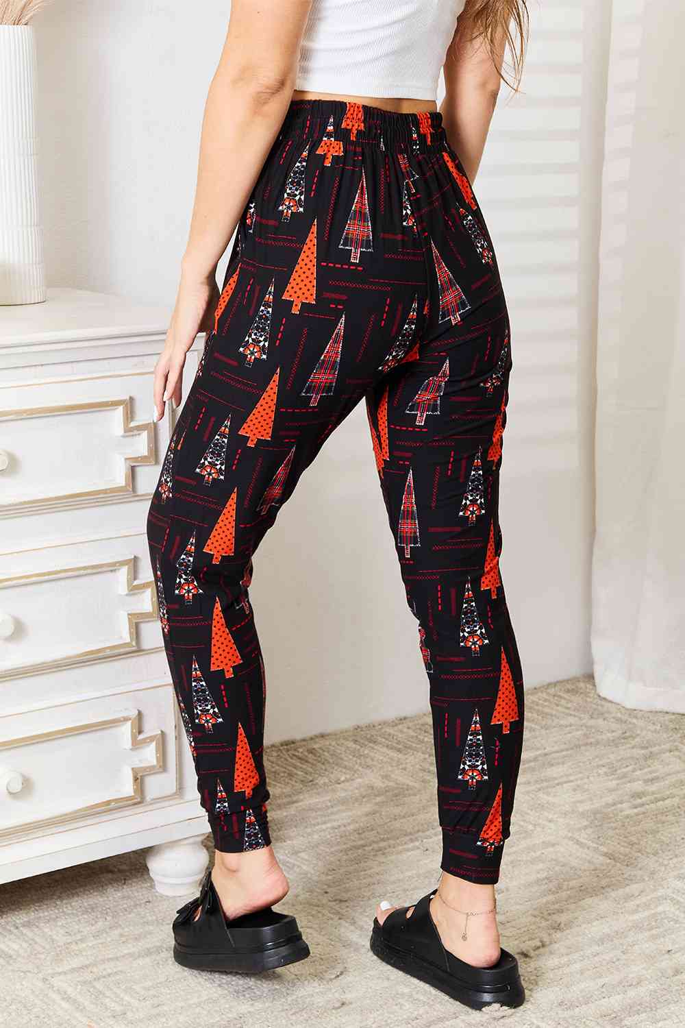 Leggings - Full Size Holiday Tree Print Joggers - SIZES S THRU 3XL - T - 1 COLOR -