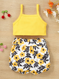 Thumbnail for Decorative Button Tank and Floral Shorts Set - 2 PCS. - T - 2 COLORS -