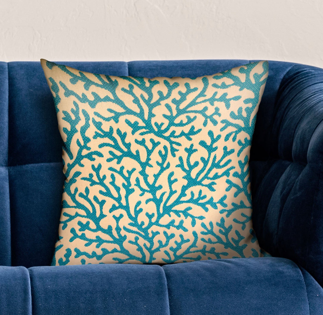 Marlin Vines Blue, Cream Floral Luxury Throw Pillow - 10 SIZES -