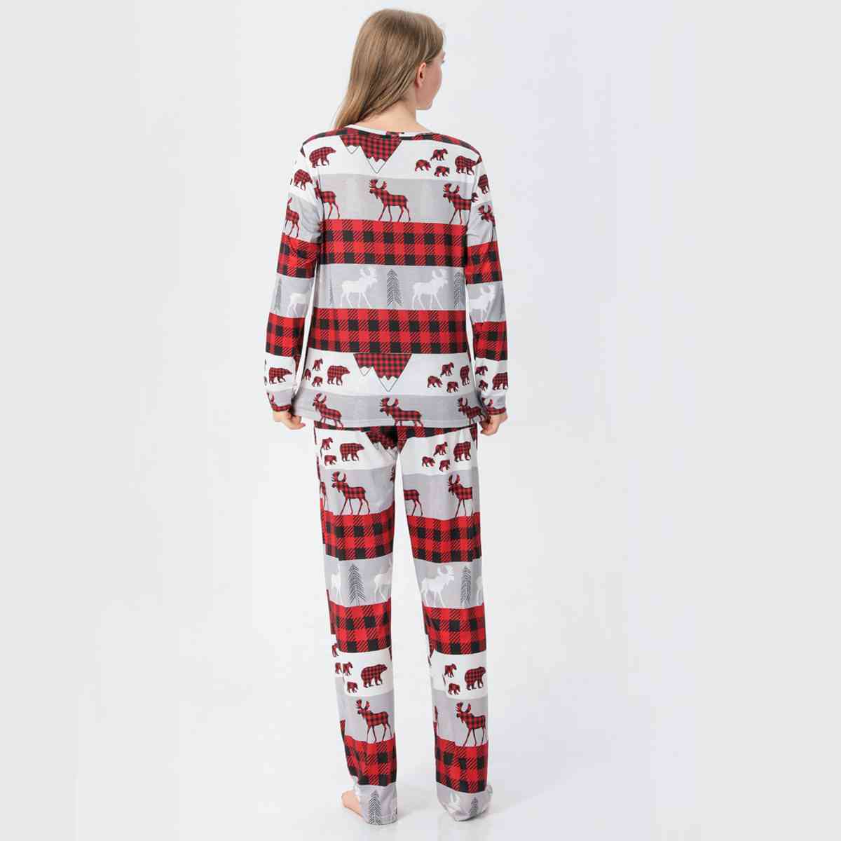 WOMEN Reindeer & Plaid Top and Pants Set - T -