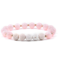 Thumbnail for Lava Stone Essential Oil Bracelet - Pink and White -