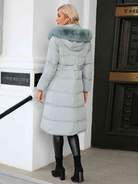 Thumbnail for Longline Hooded Winter Coat with Pockets - T - 3 COLORS -