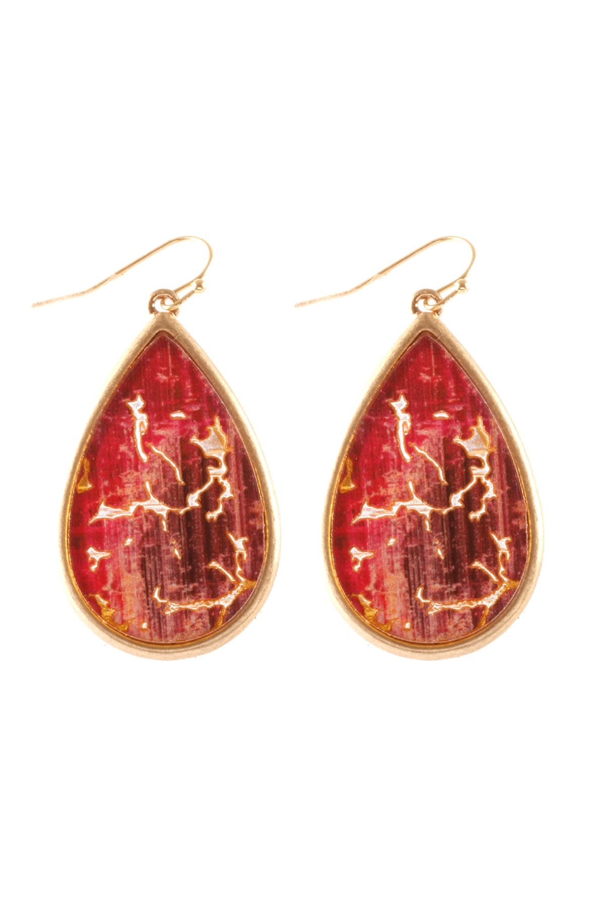 Riah Fashion - Semiwood Flake Hook Teardrop Earrings - 4 COLORS -