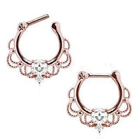 Thumbnail for Rose Gold Plated 316L Stainless Steel Made for Royalty Ornate Septum Clicker