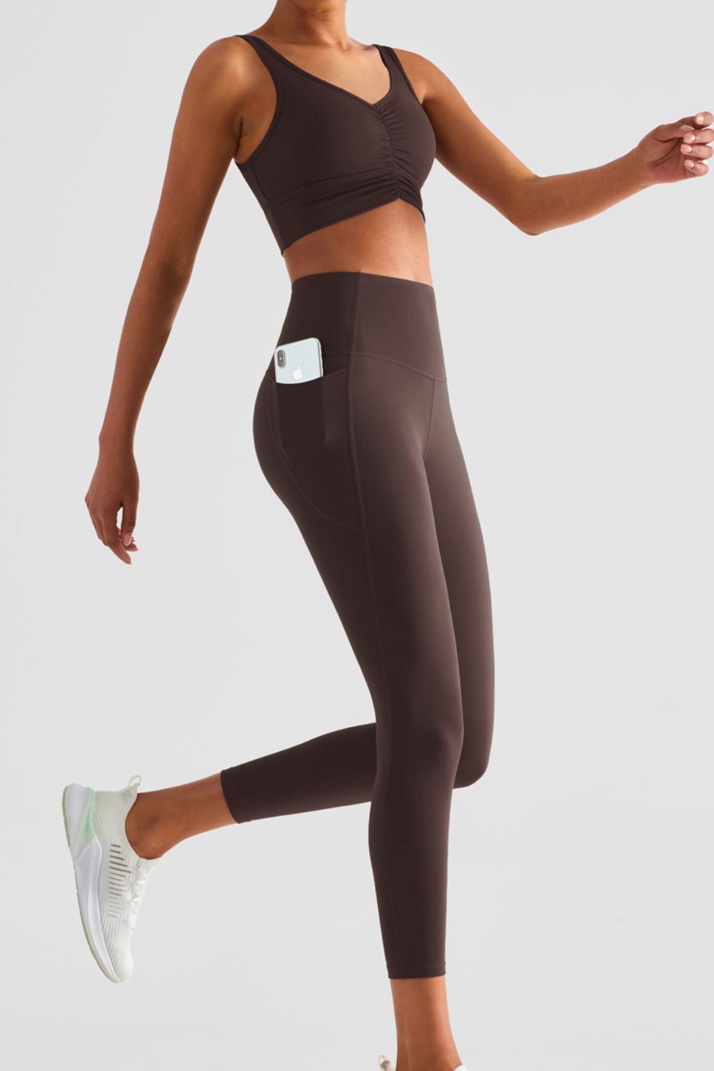 Wide Waistband Sports Leggings with Pockets - T - 5 COLORS -