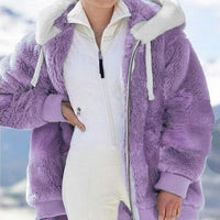 Thumbnail for Zip-Up Hooded Teddy Coat - T - 9 COLORS -