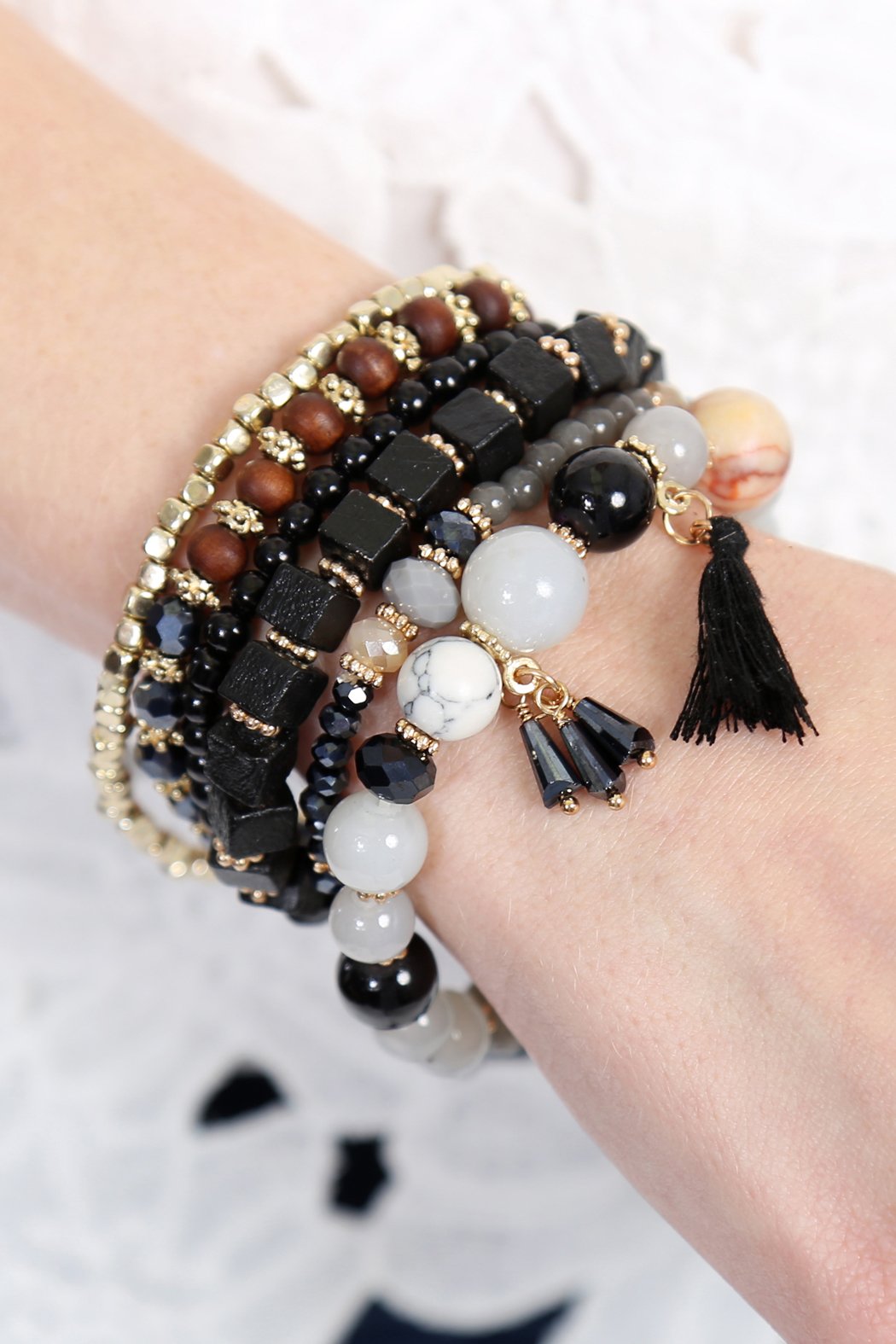 Riah Fashion - Charm Stack Bracelet - 4 COLORS -