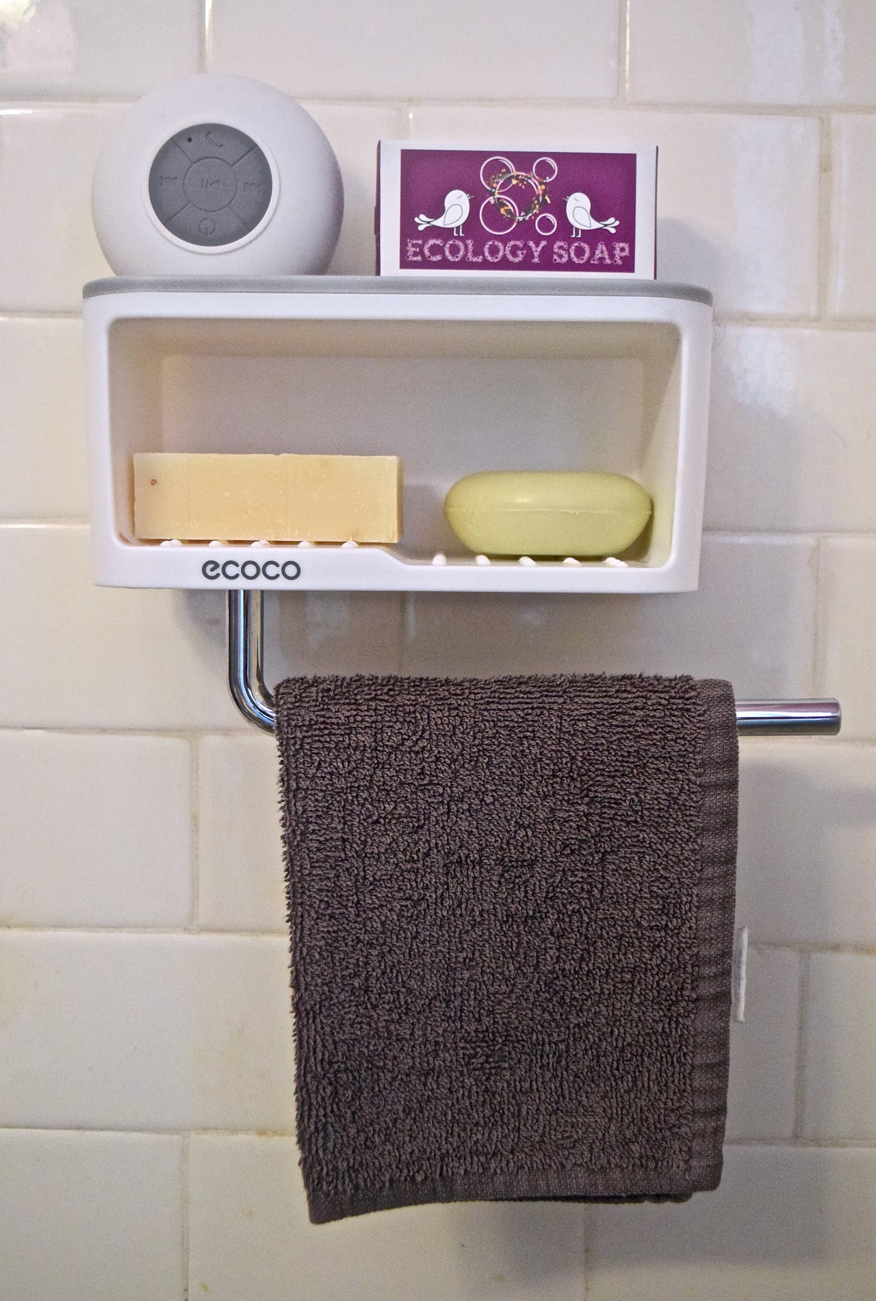 Ecoco - Wall Mounted Towel and Soap Shelf - Bath or Kitchen! -