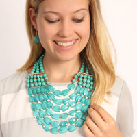 Thumbnail for Riah Fashion - Beaded Statement Necklace & Matching Earring Set - 9 COLORS -