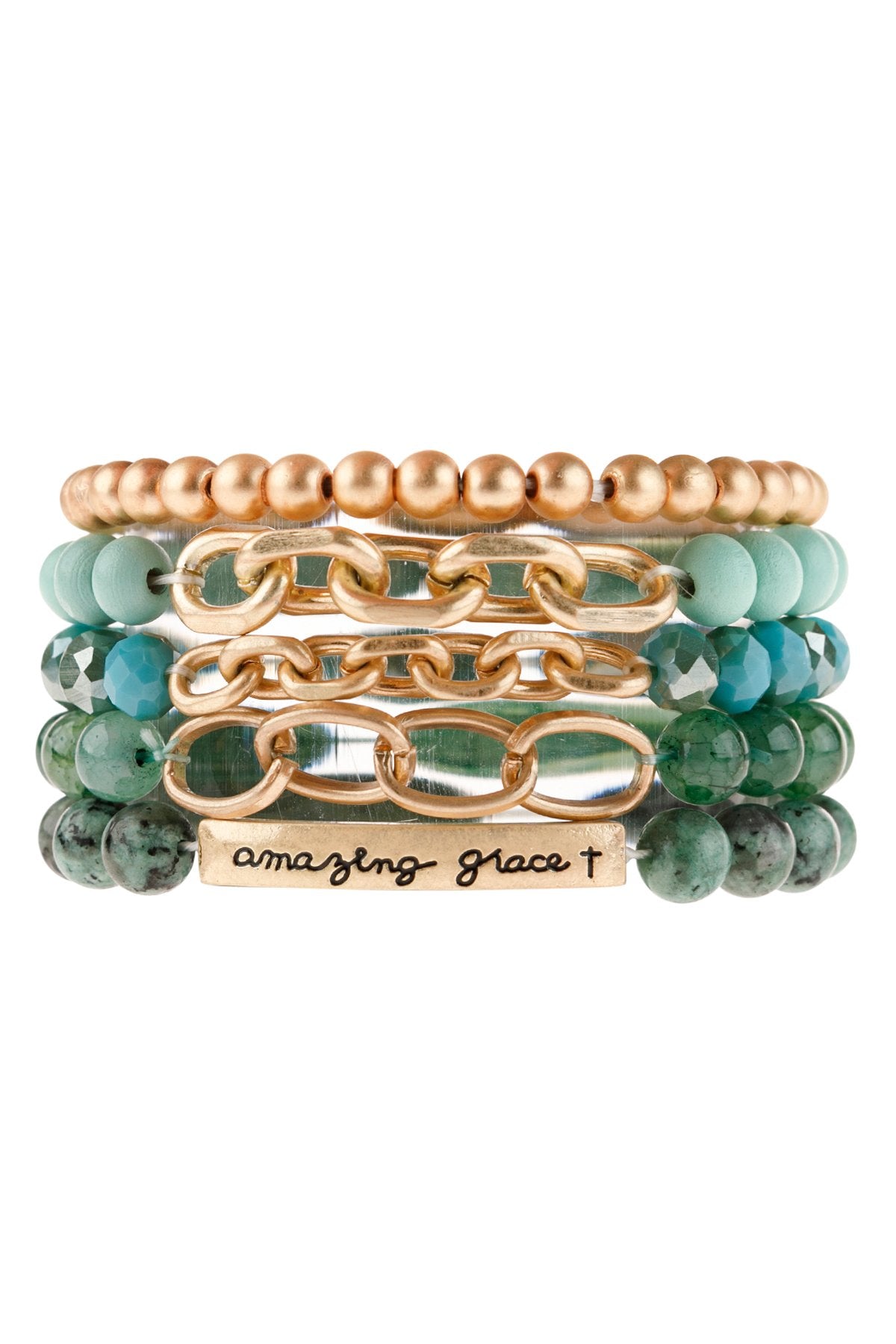 Riah Fashion - "Amazing Grace" Charm Multiline Beaded Bracelet - 8 COLOR STACKS -