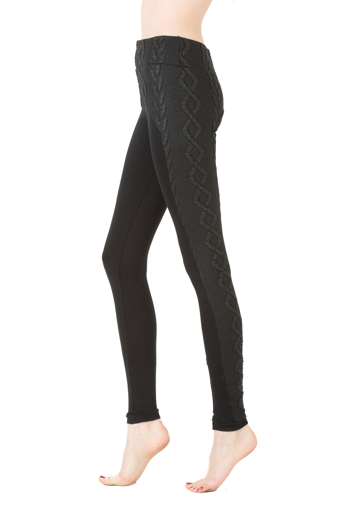 EON Paris - Asymmetrical Leggings - Black w/ textured Black outer - 1 COLOR -