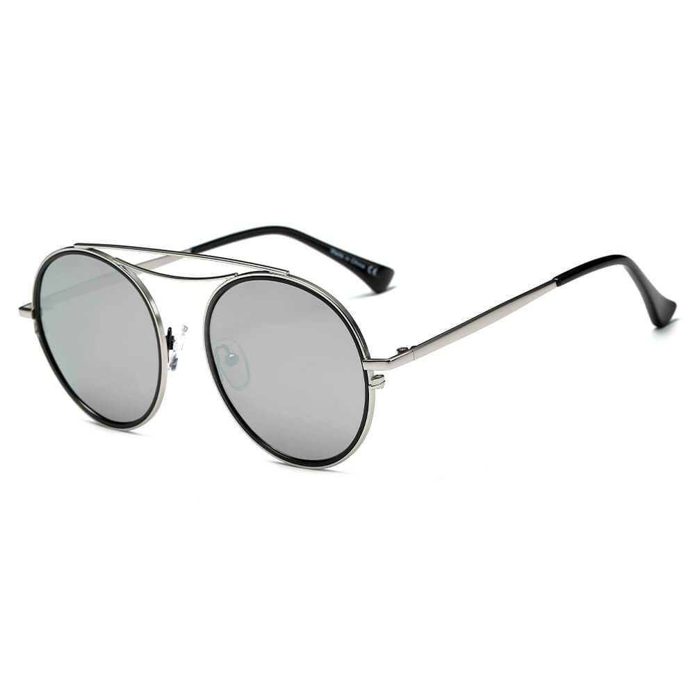 Fairfax | CA10 - Polarized Circle Round Brow-Bar Fashion Sunglasses - 6 COLORS -