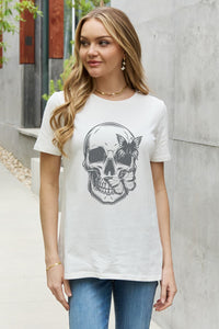 Thumbnail for Simply Love Simply Love Skull Butterfly Graphic Cotton T-Shirt - T - 2 COLORS -