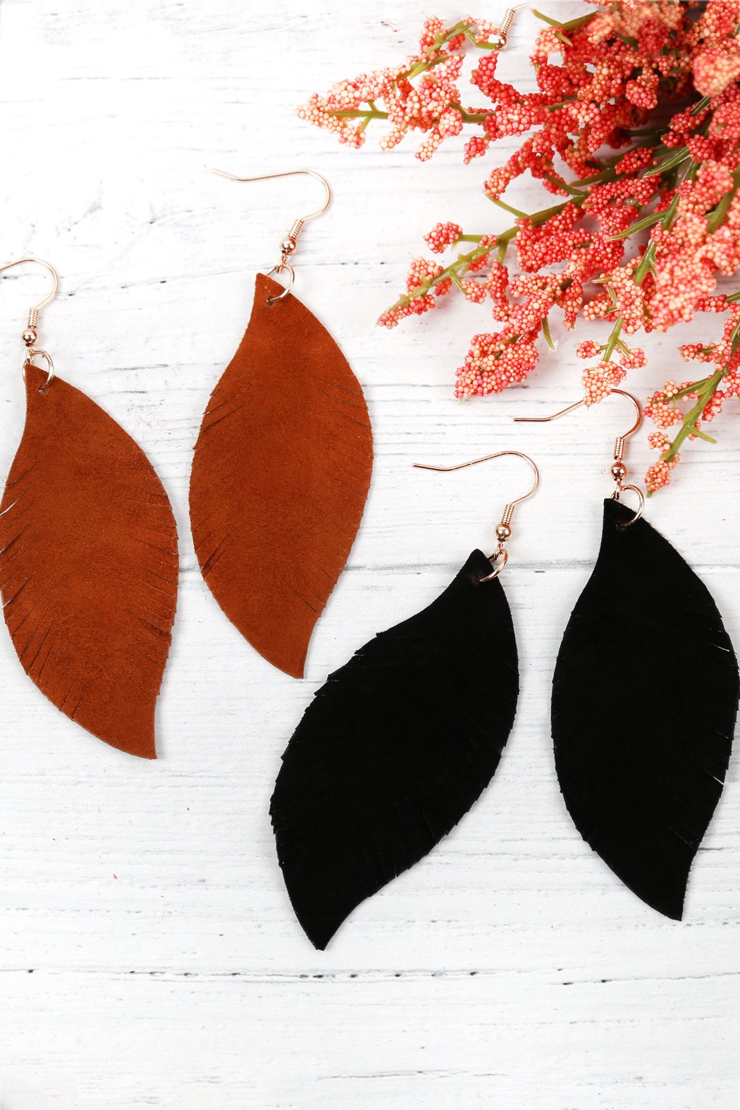 Fringe Suede Leather Earrings - 13 COLORS -