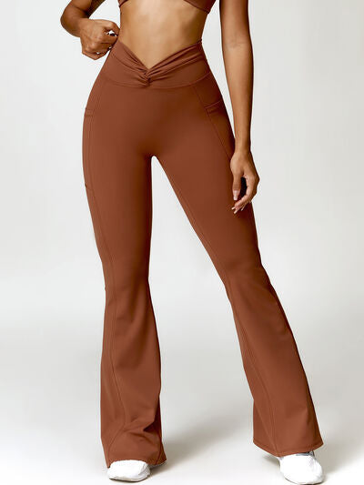 Twisted High Waist Active Pants with Pockets - T - 5 COLORS -