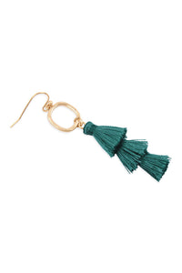 Thumbnail for Three Drop Tassel With Metal Hook Earrings - 11 COLORS -