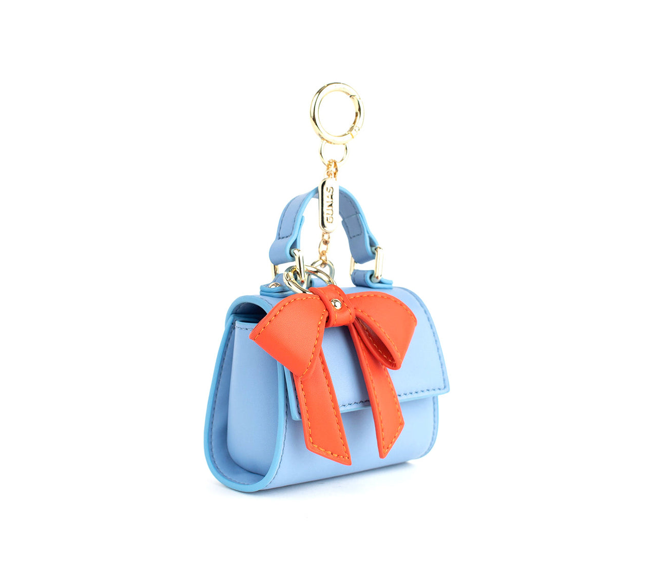 GUNAS NEW YORK - Cottontail Mini - Blue Vegan Leather Bag KEYCHAIN - ACTUAL MINI PURSE! -