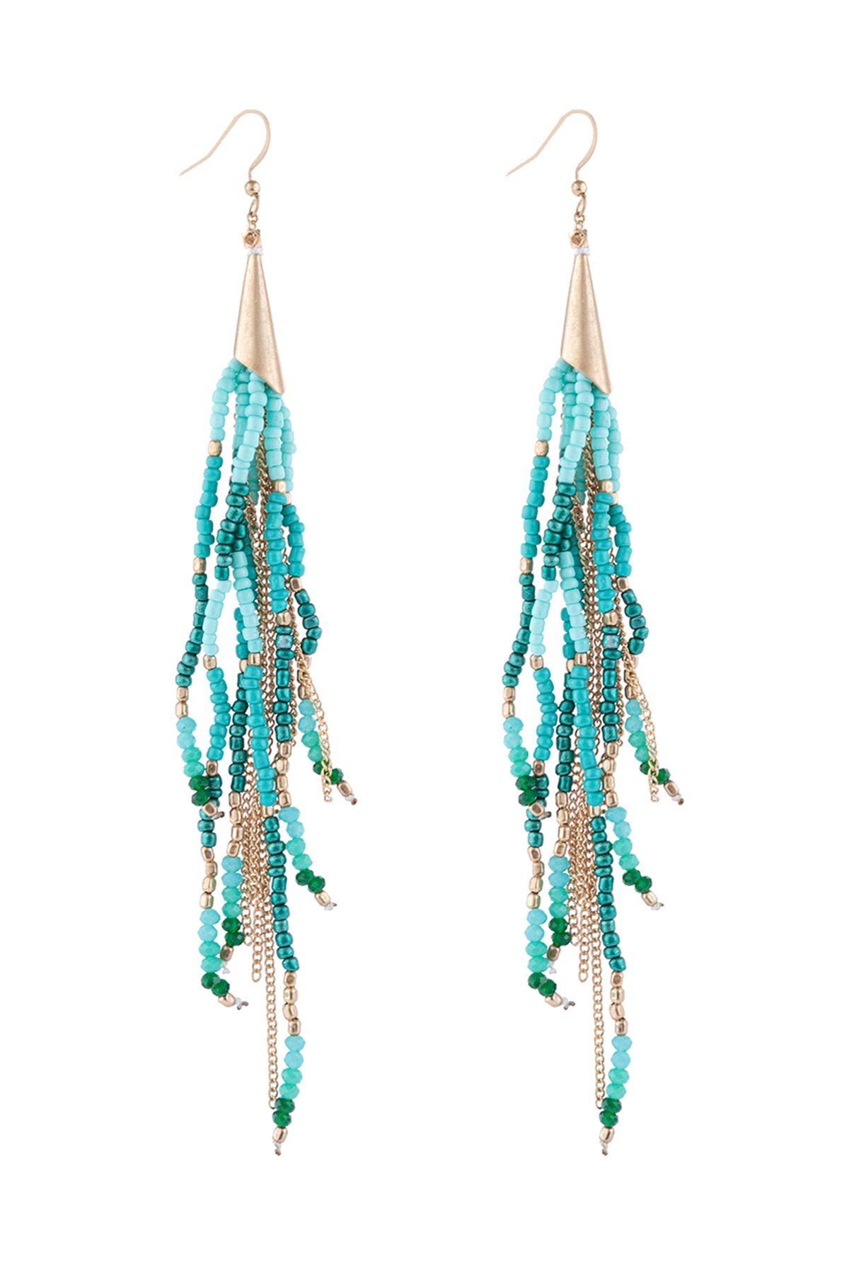 Riah Fashion - Mixed Beads Tassel Earrings - 4 COLORS -