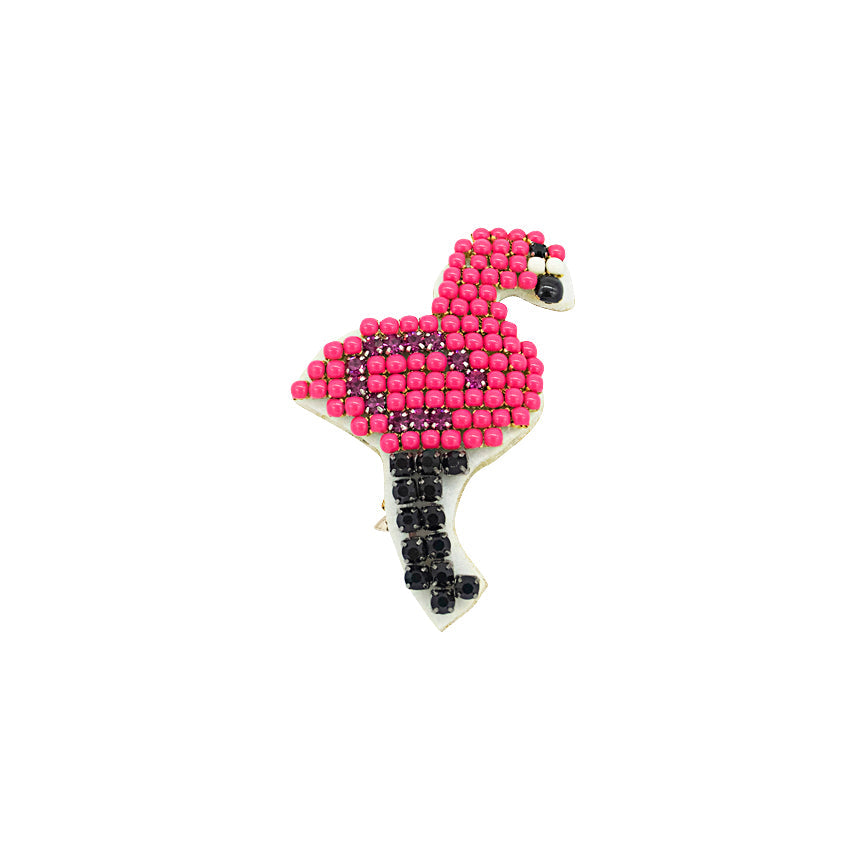 SAND BY SAYA N.Y. - Flamingo- Kids Hair Pin-Pink Rhine Stone Embellished Motifs