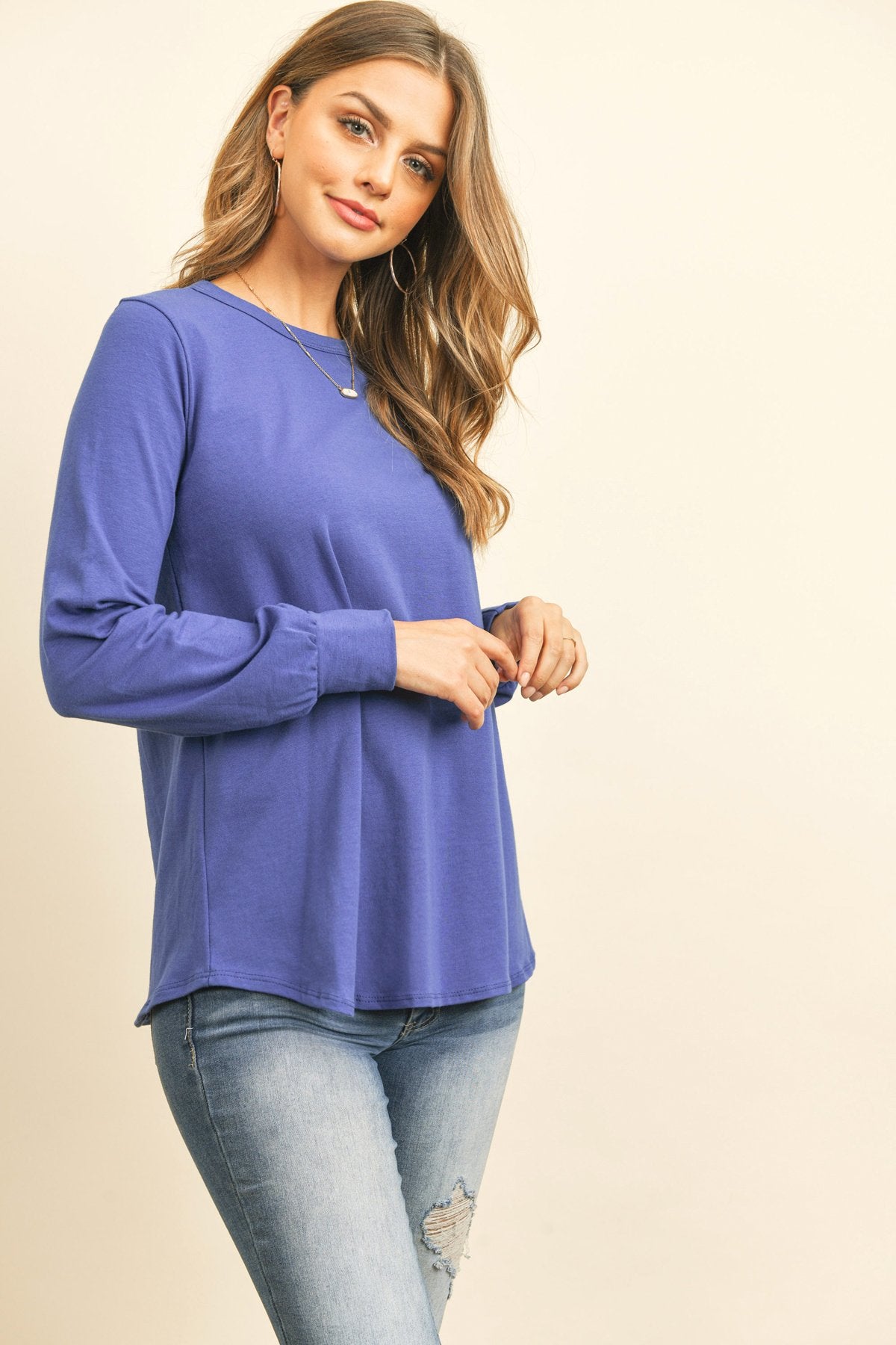 Riah Fashion - Long Sleeve Round Neck Solid Top - 17 COLORS -